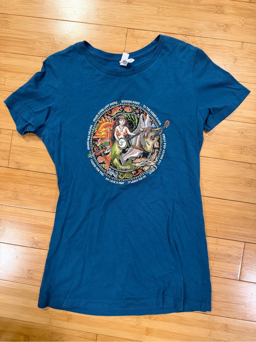 Womens Teal Graphic Short Sleeve Tee